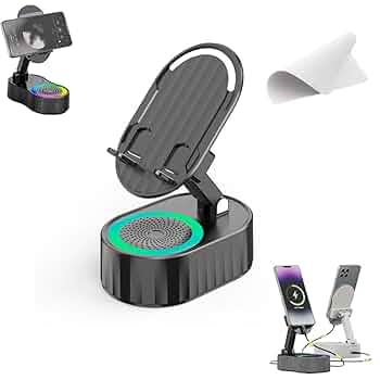② ワイヤレス誘導スピーカー　ブラック　スマホホルダー　LEDライト付き　未使用 Amazon.co.jp: ワイヤレス誘導スピーカー | ワイヤレス